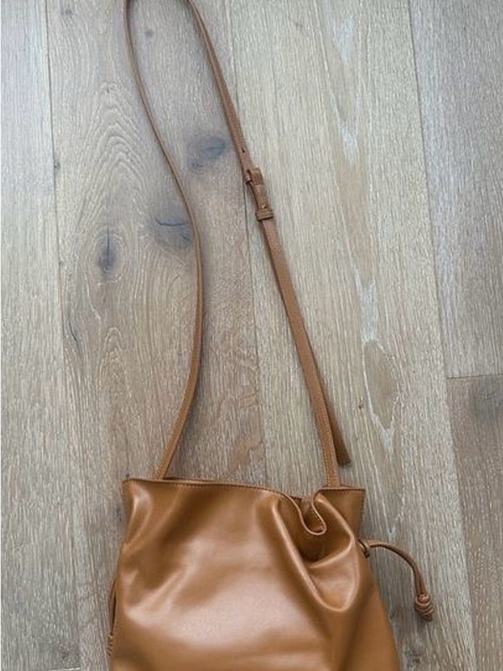 Quince Tan Leather Drawstring Crossbody Bag